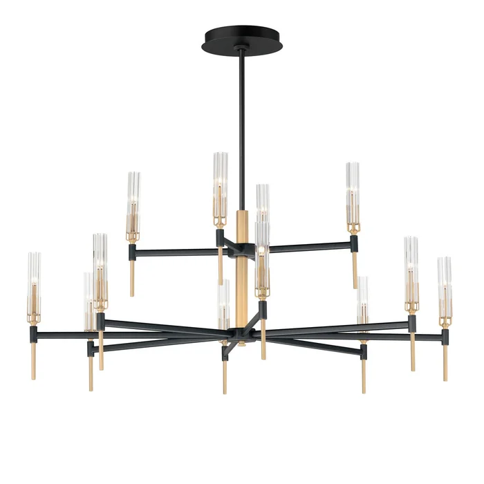 Maxim 16129CLBKAB Flambeau LED Chandelier, Black / Antique Brass