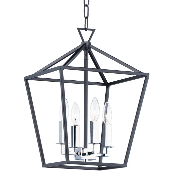 Maxim 25152TXBPN Abode Four Light Chandelier, Textured Black / Polished Nickel