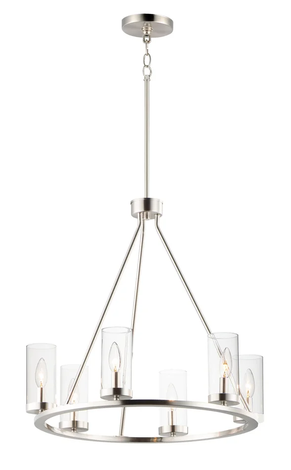 Maxim 25255CLSN Sentinel Six Light Chandelier, Satin Nickel