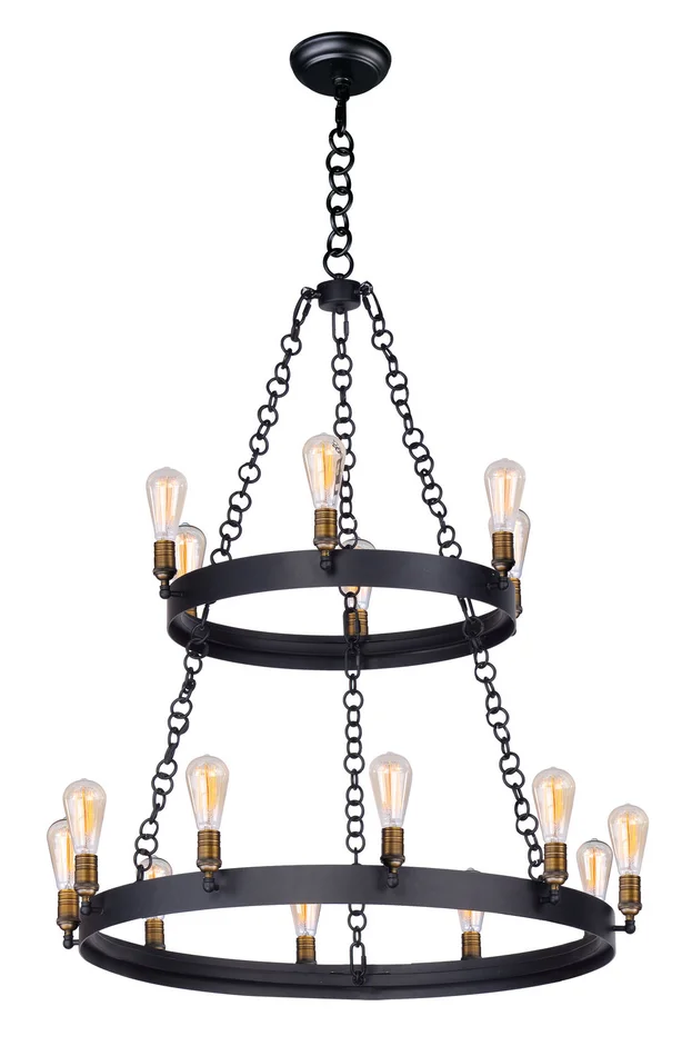 Maxim 26277BKNAB Noble 16 Light Chandelier, Black / Natural Aged Brass