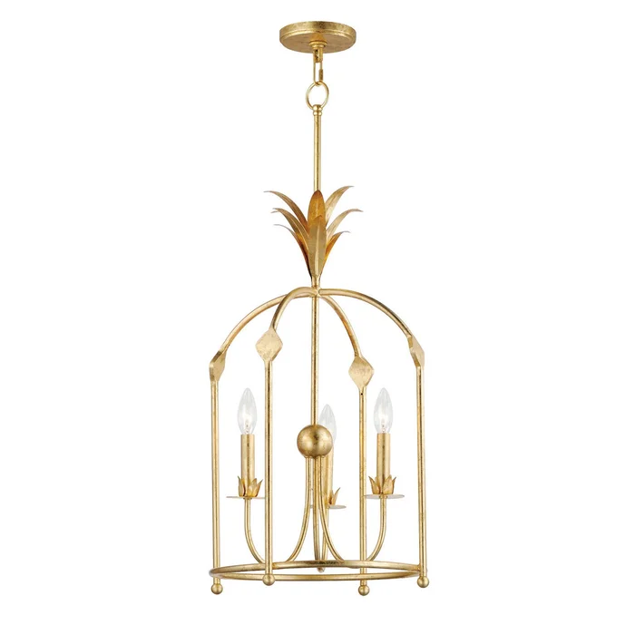Maxim 2884GL Paloma Three Light Foyer Pendant, Gold Leaf