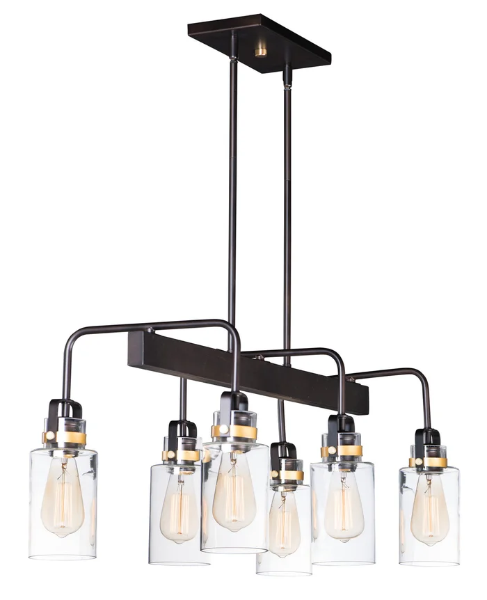 Maxim 30177CLBZGLD Magnolia Six Light Linear Pendant, Bronze / Gold