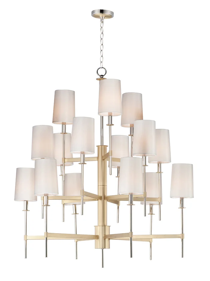 Maxim 32399OFSBRPN Uptown 15 Light Chandelier, Satin Brass / Polished Nickel