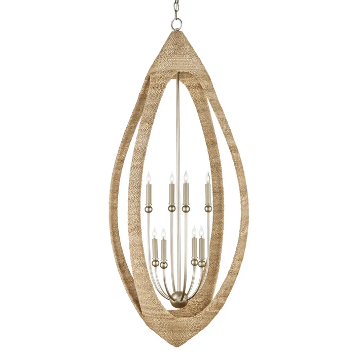 Menorca Collection Eight Light Chandelier in Contemporary Silver Leaf/Smokewood/Natural Rope (142|9000-0836)