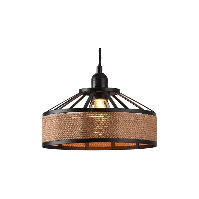 Metal Rope Pendant Light Shade 30cm Retro Ceiling Lampshade Black