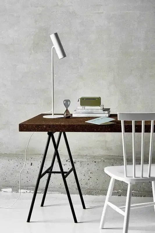 MIB 6 White Metal with White Cable Table Lamp