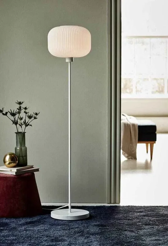 Milford White with Opal White Glass Floor Lamp