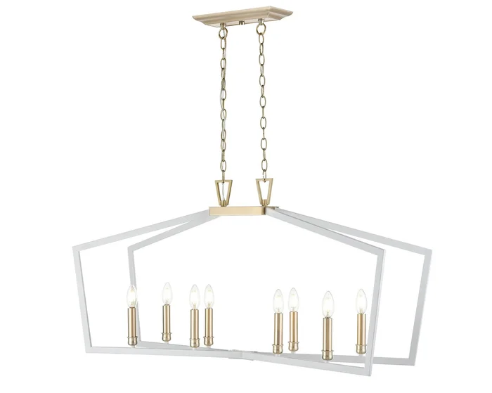 Millennium 4528-MW/MG Lizabeth Eight Light Pendant, Matte White/Modern Gold