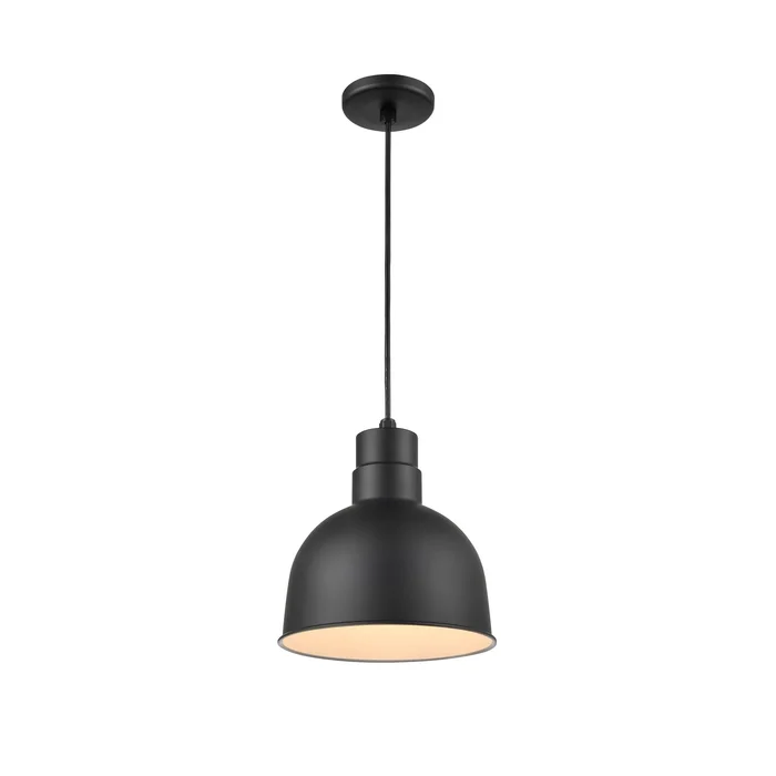 Millennium Lighting LED Outdoor 12″ RLM Cord Hung Deep Bowl Shade Pendant Light, Satin Black