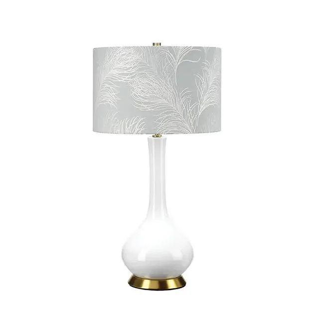 Milo Brass and White with Blue Shade Table Lamp