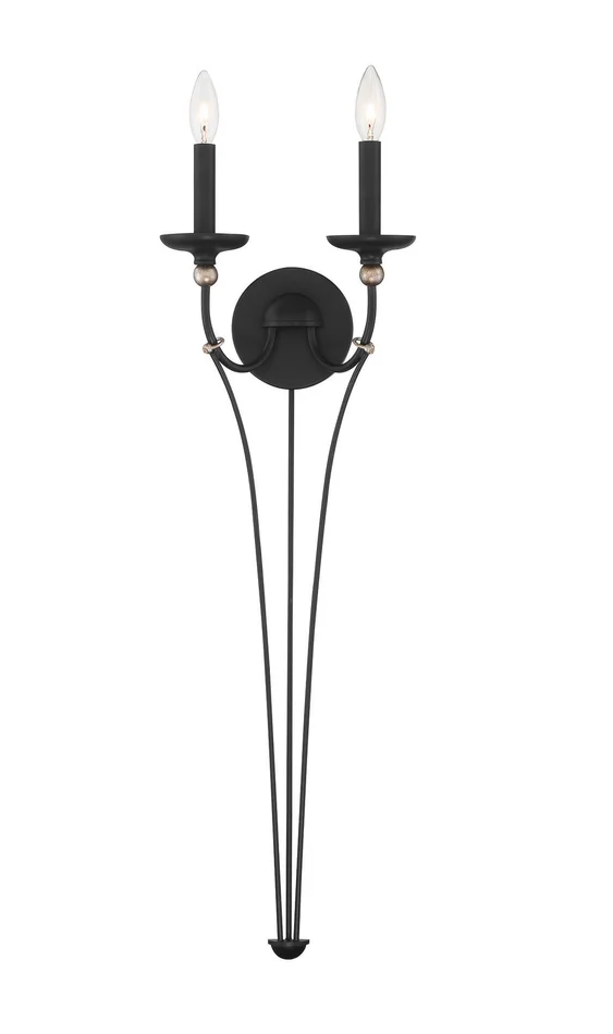 Minka-Lavery 1042-677 Westchester County Two Light Wall Sconce, Sand Coal With Skyline Gold Leaf