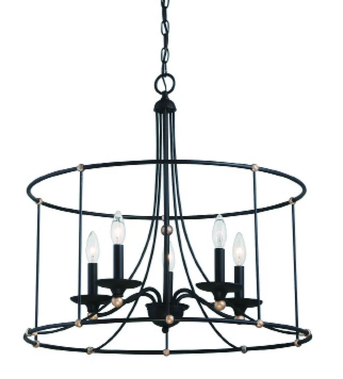 Minka-Lavery 1047-677 Westchester County Five Light Chandelier, Sand Coal With Skyline Gold Leaf