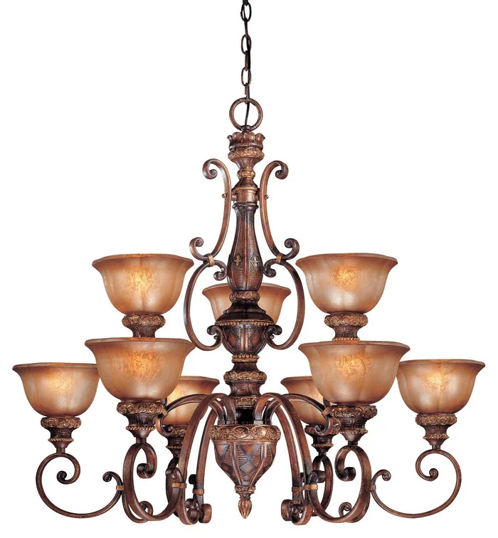 Minka-Lavery 1358-177 Illuminati Nine Light Chandelier, Illuminati Bronze