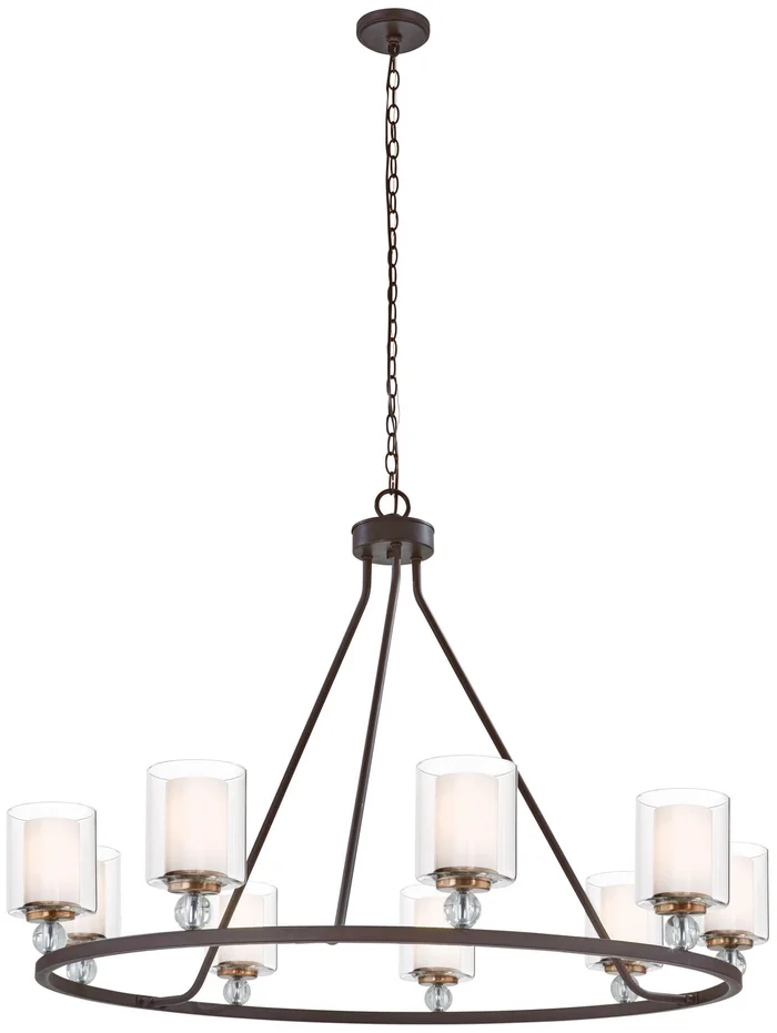 Minka-Lavery 3087-416 Studio 5 Nine Light Chandelier, Painted Bronze W/Natural Brush