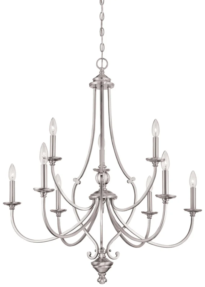 Minka-Lavery 3339-84 Savannah Row Nine Light Chandelier, Brushed Nickel