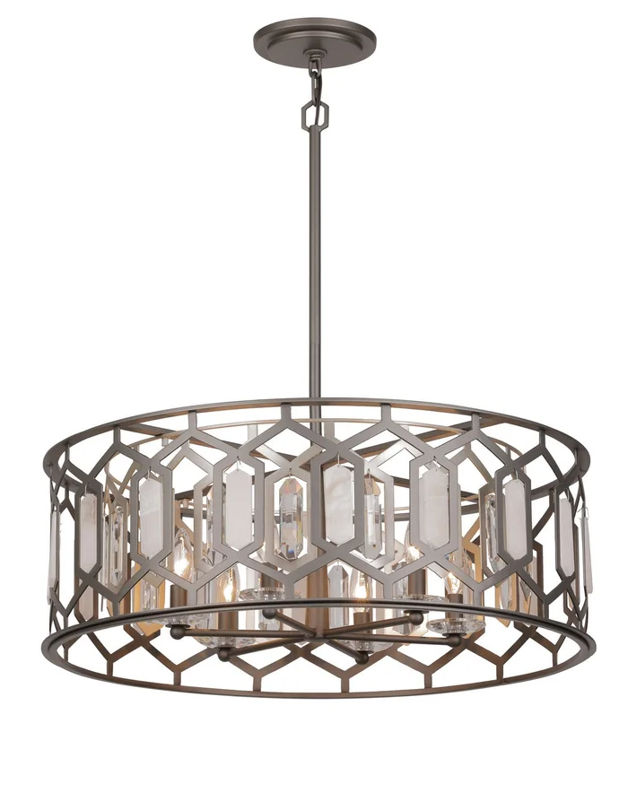 Minka Lavery 3587-795 Hexly Six Light Pendant, Coal And Brass