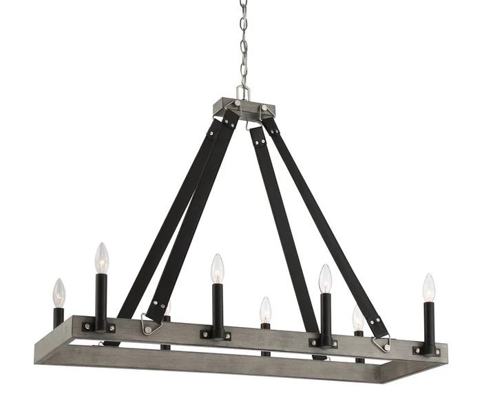 Minka-Lavery 3879-693 Rawson Ridge Eight Light Island Pendant, Aged Silverwood And Coal