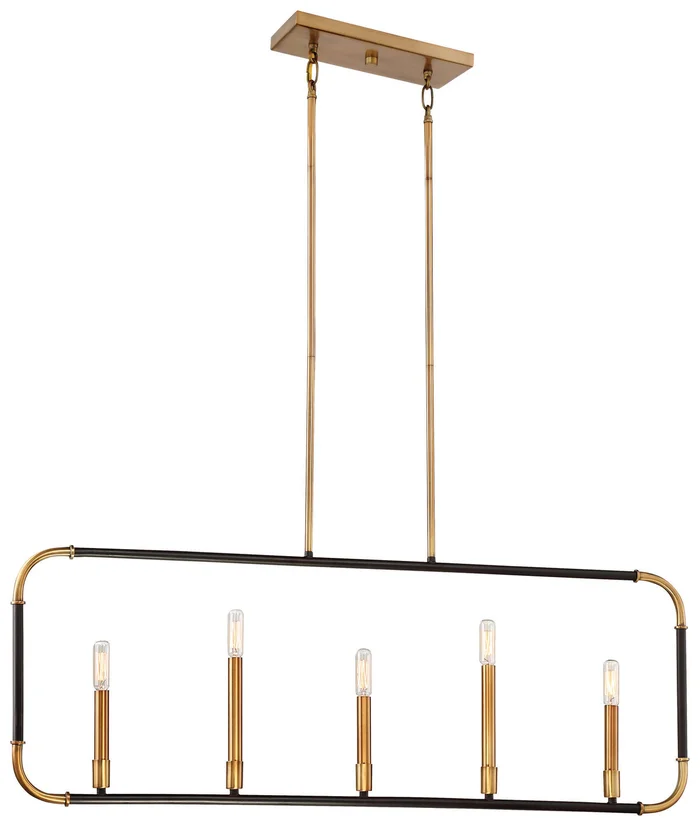 Minka-Lavery 4065-660 Liege Five Light Island Pendant, Aged Kinston Bronze w/Brass Highlights