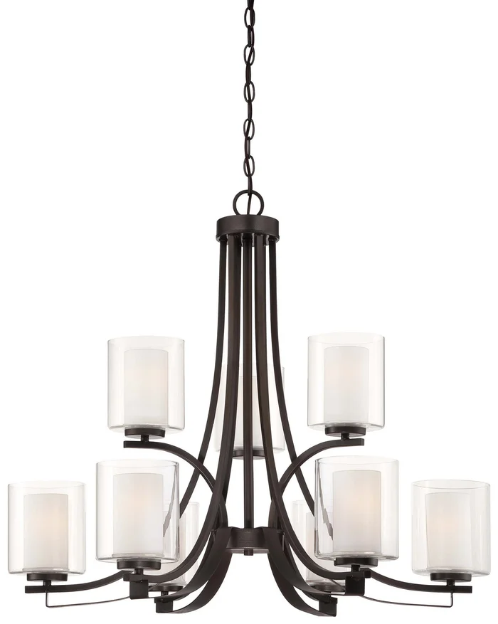 Minka-Lavery 4109-172 Parsons Studio Nine Light Chandelier, Smoked Iron