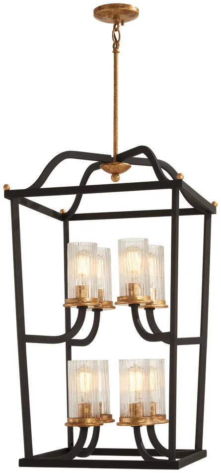 Minka-Lavery 4518-100 Posh Horizon Eight Light Pendant, Sand Coal W/Gold Leaf