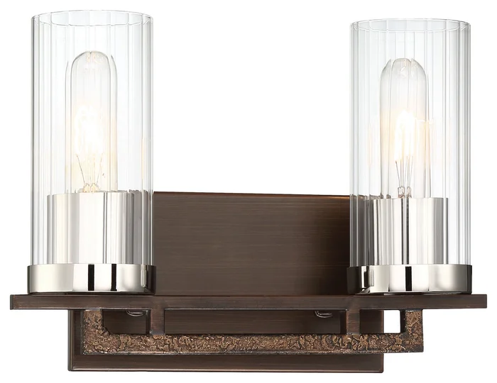 Minka-Lavery 4602-101 Maddox Roe Two Light Bath Vanity, Iron Ore W/Gold Dust Highlight