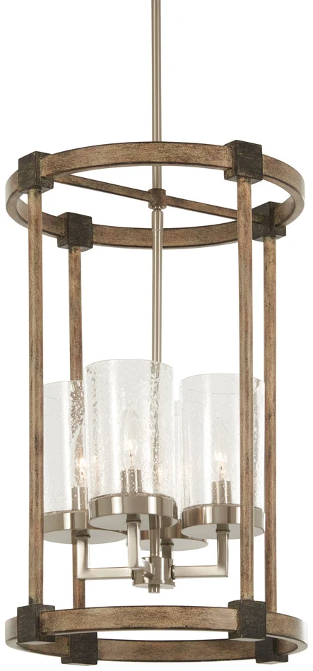 Minka-Lavery 4640-106 Bridlewood Four Light Foyer Pendant, Stone Grey W/Brushed Nickel