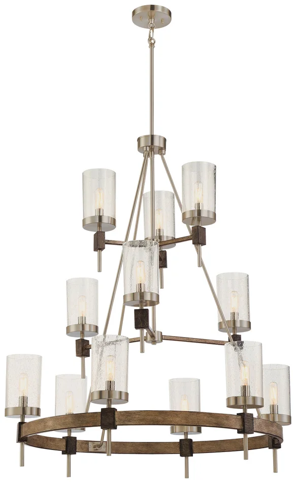 Minka-Lavery 4641-106 Bridlewood 12 Light Chandelier, Stone Grey W/Brushed Nickel
