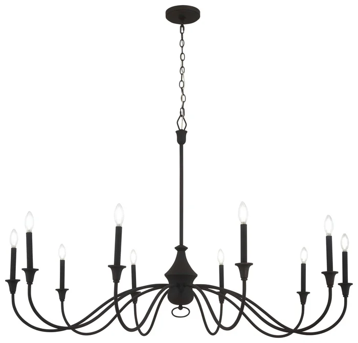 Minka-Lavery 6259-076 Halifax County Ten Light Chandelier, Textured Black