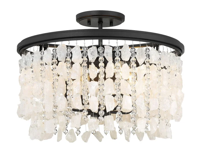 Minka Lavery 6703-66 Shimmering Elegance Four Light Semi Flush Mount, Sand Coal