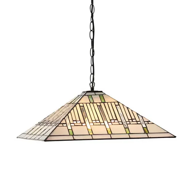 Mission 3 Light Dark Bronze Large Tiffany Pendant Light