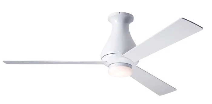 Modern Fan ALT-FM-GW-52-WH-271-002 Altus Flush 52″ Ceiling Fan with 17W LED Light, 3-Wire Fan & Light Control, Gloss White with White Blades