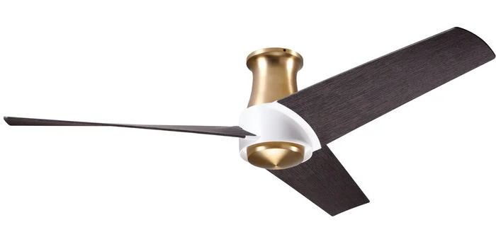 Modern Fan AMB-FM-SBMW-56-EB-NL-WC Ambit Flush DC 52″ Ceiling Fan, Wall Control, Satin Brass/Matte White with Ebony Blades