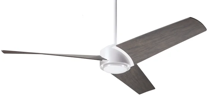 Modern Fan AMB-MW-56-GY-NL-RC Ambit DC 52″ Ceiling Fan, Remote Control, Matte White with Graywash Blades
