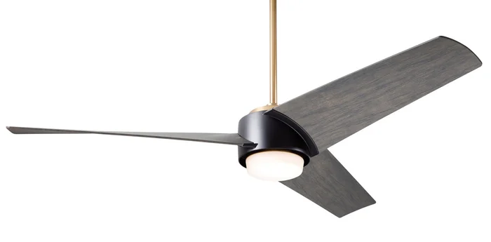 Modern Fan AMB-SBMB-56-GY-870-RC Ambit DC 52″ Ceiling Fan with 17W LED Light, Remote Control, Satin Brass/Matte Black with Graywash Blades