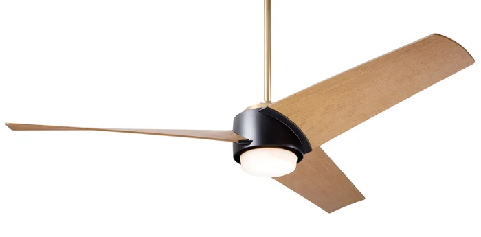 Modern Fan AMB-SBMB-56-MP-870-WC Ambit DC 52″ Ceiling Fan with 17W LED Light, Wall Control, Satin Brass/Matte Black with Maple Blades