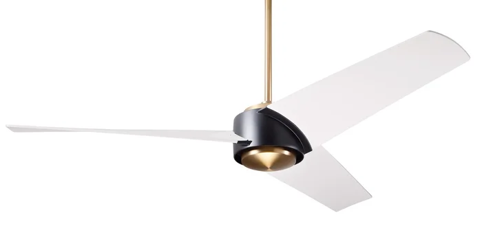 Modern Fan AMB-SBMB-56-MW-NL-RC Ambit DC 52″ Ceiling Fan, Remote Control, Satin Brass/Matte Black with Matte White Blades