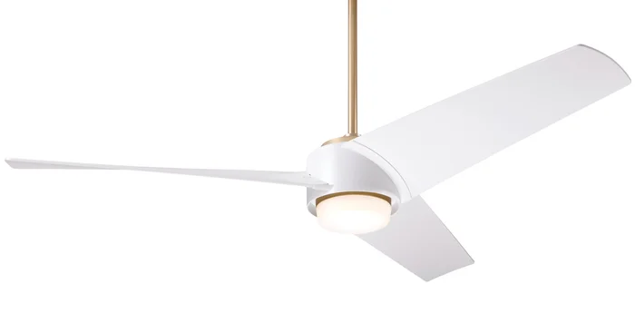 Modern Fan AMB-SBMW-56-MW-870-WC Ambit DC 52″ Ceiling Fan with 17W LED Light, Wall Control, Satin Brass/Matte White with Matte White Blades