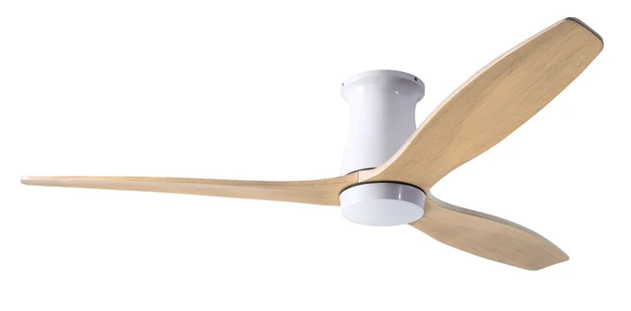 Modern Fan ARB-FM-GW-54-MP-NL-CC Arbor Flush DC 54″ Ceiling Fan, Wall/Remote Control Combo, Gloss White with Maple Blades