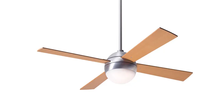 Modern Fan BAL-BA-42-MP-652-002 42″ Ball Ceiling Fan with 20W LED Light, 3-Wire Fan & Light Control, Brushed Aluminum with Maple Blades