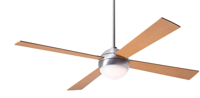 Modern Fan BAL-BA-52-MP-652-004 52″ Ball Ceiling Fan with 20W LED Light, 2-Wire Fan & Light Control, Brushed Aluminum with Maple Blades
