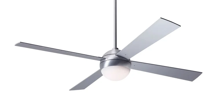 Modern Fan BAL-BA-52-WH-652-003 52″ Ball Ceiling Fan with 20W LED Light, Handheld Remote, Brushed Aluminum with White Blades