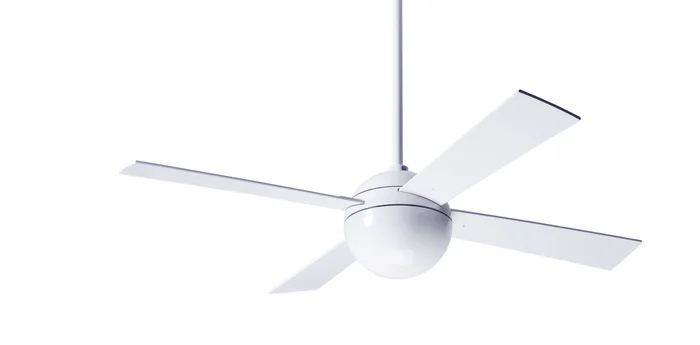 Modern Fan BAL-GW-42-AL-NL-003 42″ Ball Ceiling Fan, Handheld Remote, Gloss White with Aluminum Blades