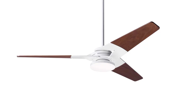 Modern Fan TOR-GW-52-MG-272-005 Torsion 52″ Ceiling Fan with 20W LED Light, Wall/Remote Control Combo, Gloss White with Mahogany Blades