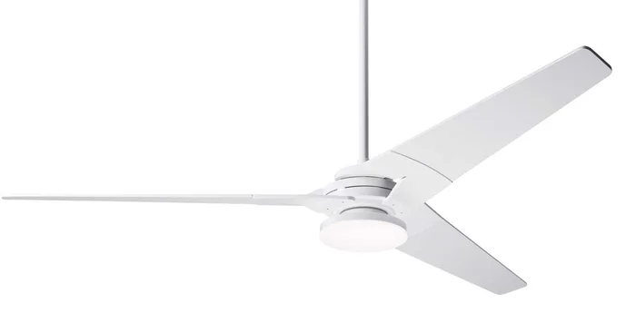 Modern Fan TOR-GW-62-NK-272-003 Torsion 62″ Ceiling Fan with 20W LED Light, Handheld Remote, Gloss White with Nickel Blades