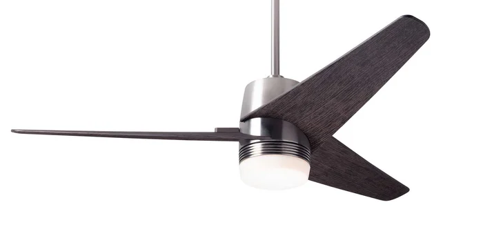 Modern Fan VEL-BN-48-EB-853-WC Velo DC 48″ Ceiling Fan with 17W LED Light, Wall Control, Bright Nickel with Ebony Blades