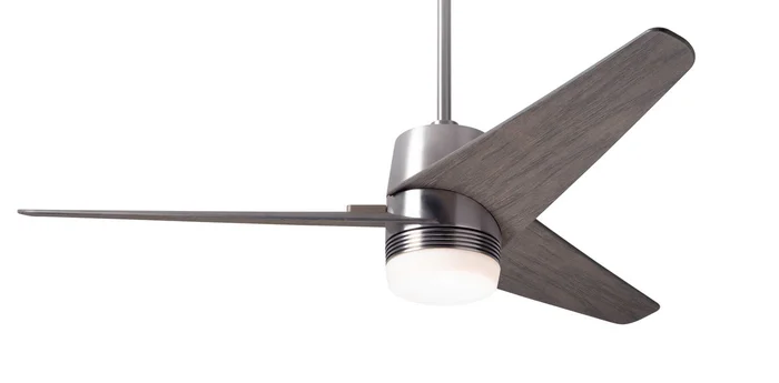 Modern Fan VEL-BN-48-GY-853-WC Velo DC 48″ Ceiling Fan with 17W LED Light, Wall Control, Bright Nickel with Graywash Blades