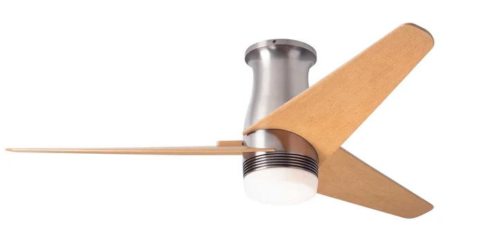 Modern Fan VEL-FM-BN-48-MP-853-RC Velo Flush DC 48″ Ceiling Fan with 17W LED Light, Remote Control, Bright Nickel with Maple Blades