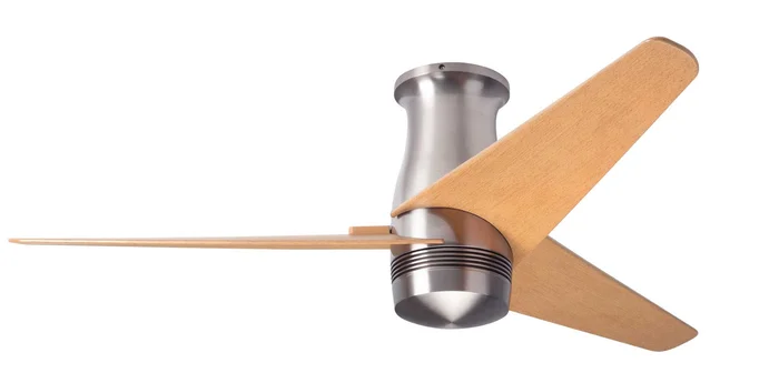 Modern Fan VEL-FM-BN-48-MP-NL-WC Velo Flush DC 48″ Ceiling Fan, Wall Control, Bright Nickel with Maple Blades