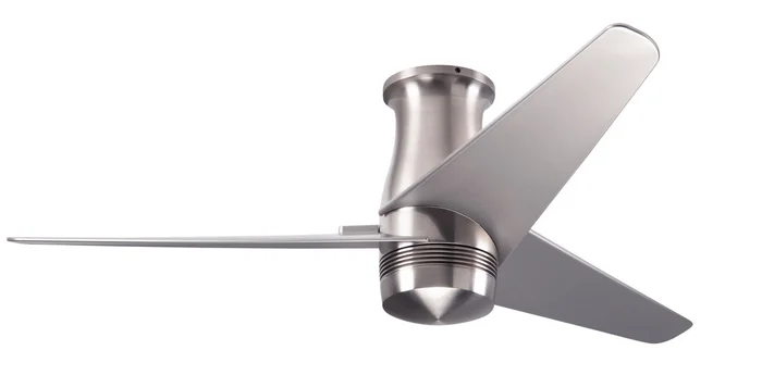 Modern Fan VEL-FM-BN-48-WH-NL-RC Velo Flush DC 48″ Ceiling Fan, Remote Control, Bright Nickel with White Blades