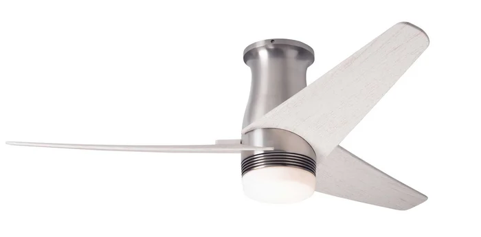 Modern Fan VEL-FM-BN-48-WW-853-WC Velo Flush DC 48″ Ceiling Fan with 17W LED Light, Wall Control, Bright Nickel with Whitewash Blades